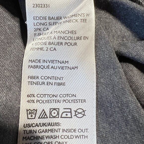 Eddie Bauer 2-Pack Long-Sleeve V-Neck T-Shirts - Mauve & Grey (Women's M/M) - Picture 8 of 11